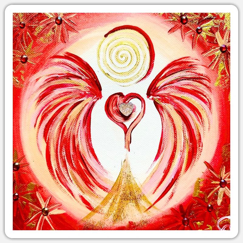 Herzengel Mutter Kind Liebe - Sticker Größe S (10 x 10 cm) - Mattweiß
