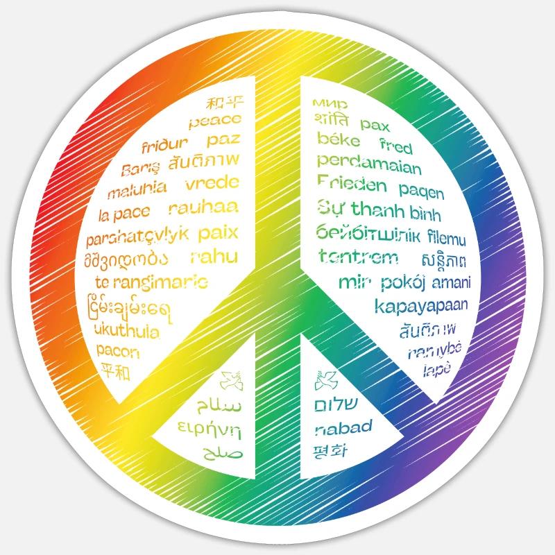 Leuchtendes Friedenszeichen - Sticker Größe S (10 x 10 cm) - Mattweiß