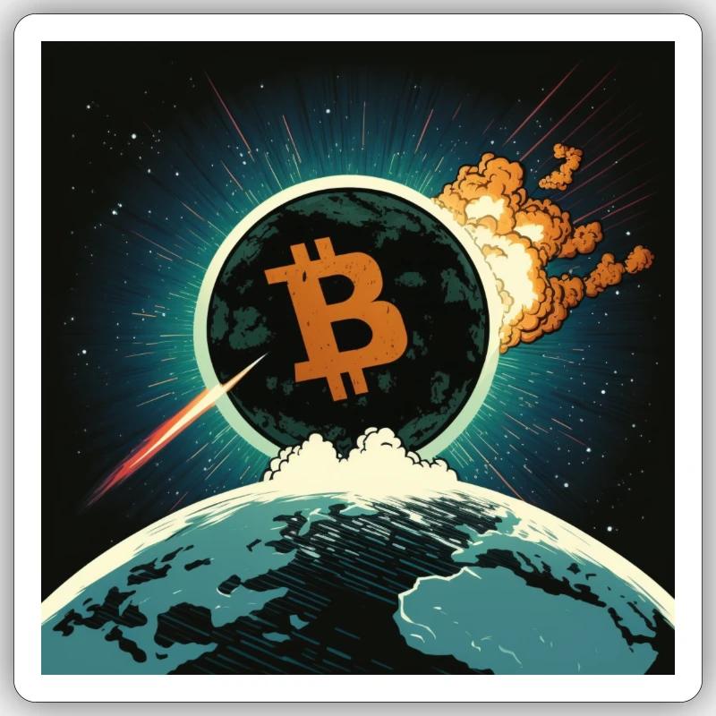 Bitcoin-Asteroid Sticker Größe S (10 x 10 cm)