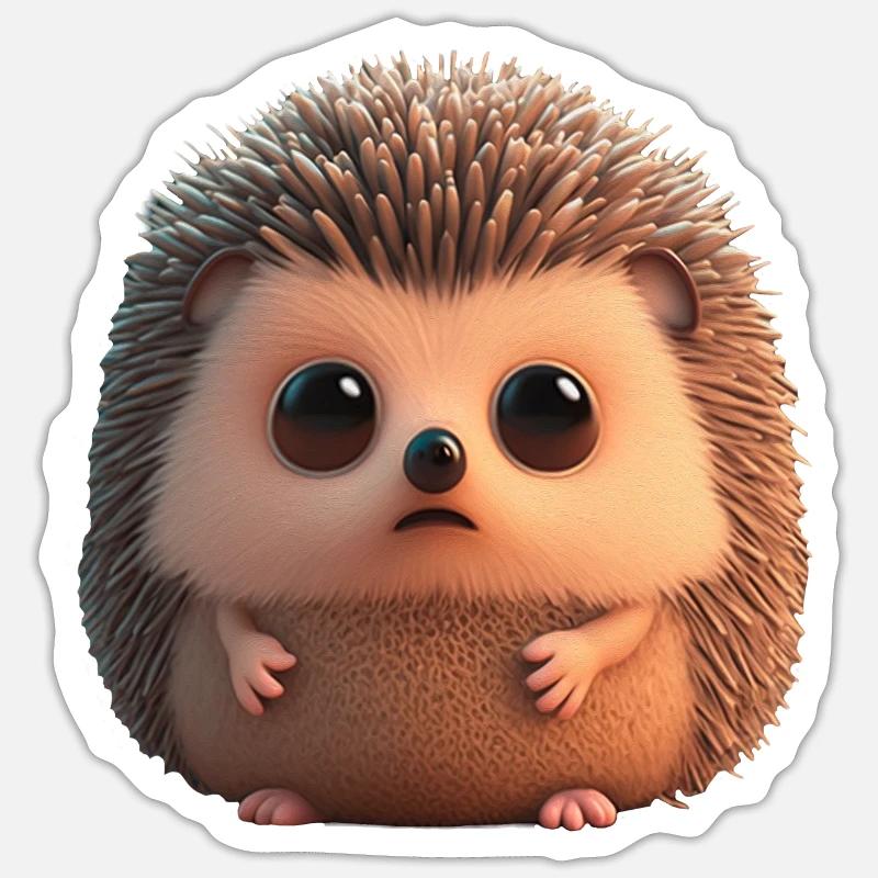 Mignon petit hérisson chibi Sticker taille S (10 x 10 cm)
