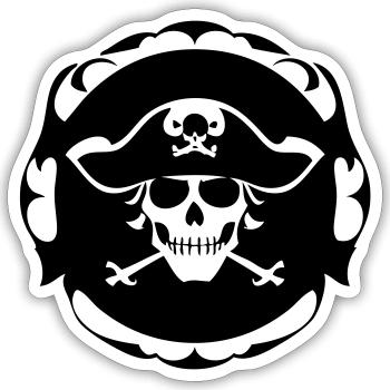 Crâne de pirate pirate - Sticker taille S (10 x 10 cm) - blanc mat - Devant