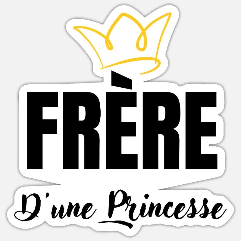 frère d'une princesse - Sticker taille S (10 x 10 cm) - blanc mat