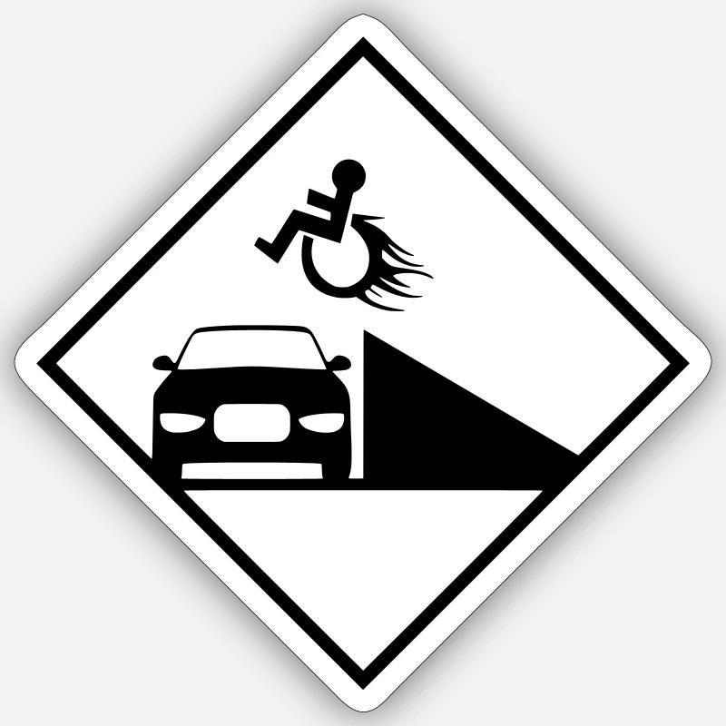 Rollstuhlfahrer springt über eine Rampe # Sticker Größe S (10 x 10 cm)