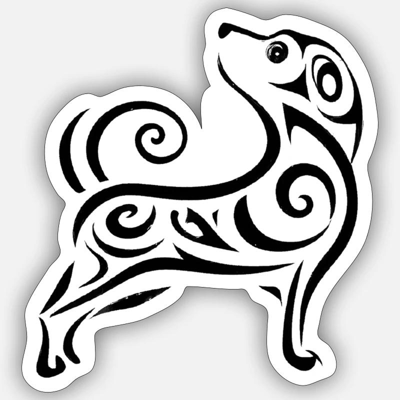 Conception esthétique du chien - Sticker taille S (10 x 10 cm) - blanc mat