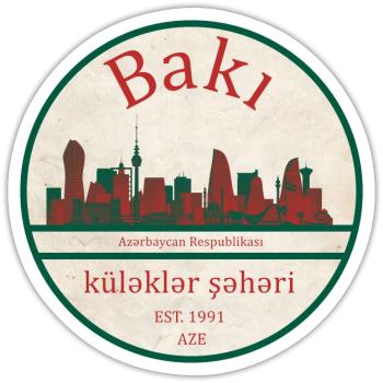 Baku Skyline Emblem - Sticker Größe S (10 x 10 cm) - Mattweiß - Vorne