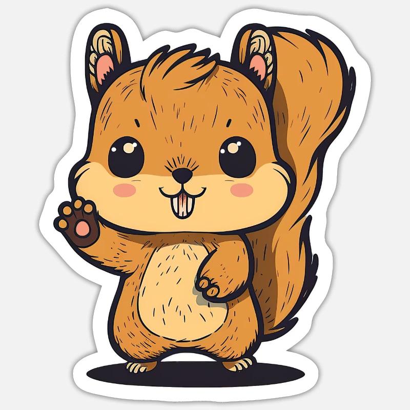 Kawaii Eichhörnchen, Hörnchen, Backenhörnchen Sticker Größe S (10 x 10 cm)