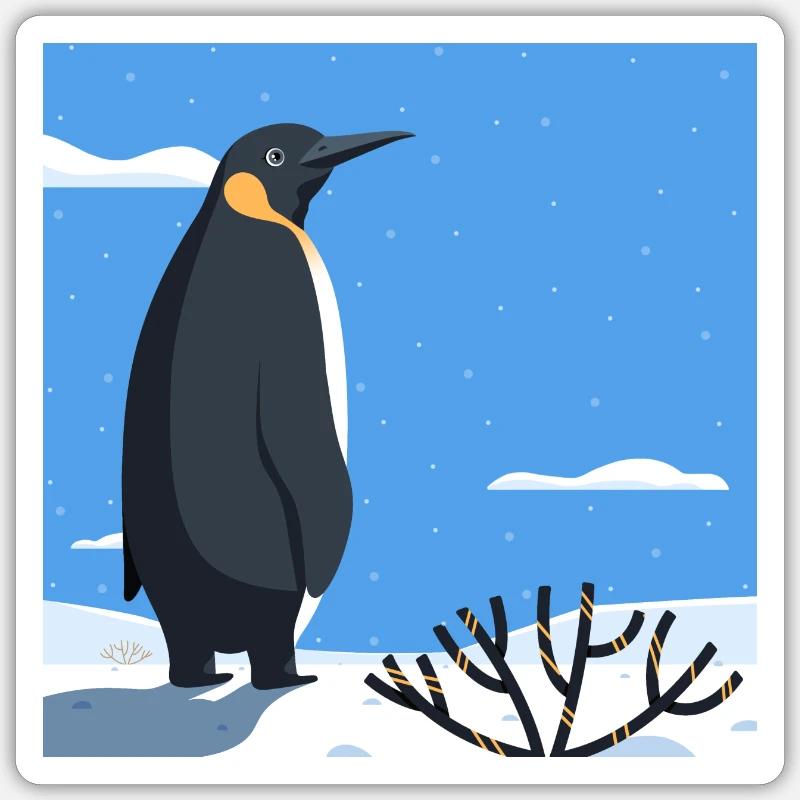 Pinguin im Schnee - Sticker Größe S (10 x 10 cm) - Mattweiß
