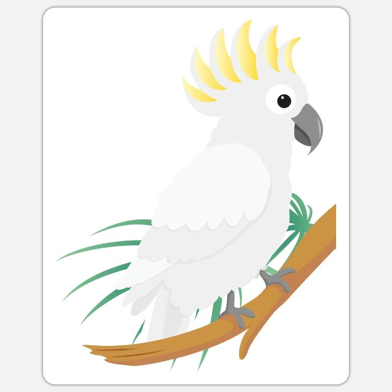 Cacatoès - Sticker taille S (10 x 10 cm) - blanc mat