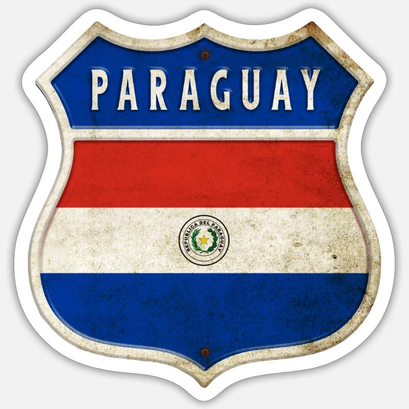 Design du drapeau du Paraguay - Sticker taille S (10 x 10 cm) - blanc mat