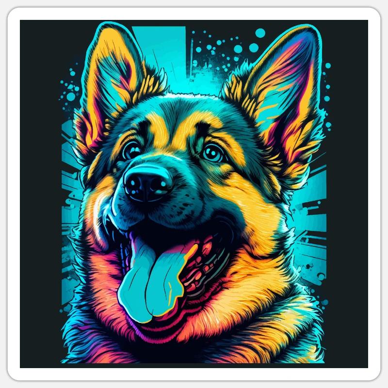 Deutscher Schäferhund - Sticker Größe S (10 x 10 cm) - Mattweiß