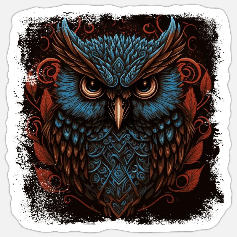 Kunstvolle Eule Sticker Größe S (10 x 10 cm)