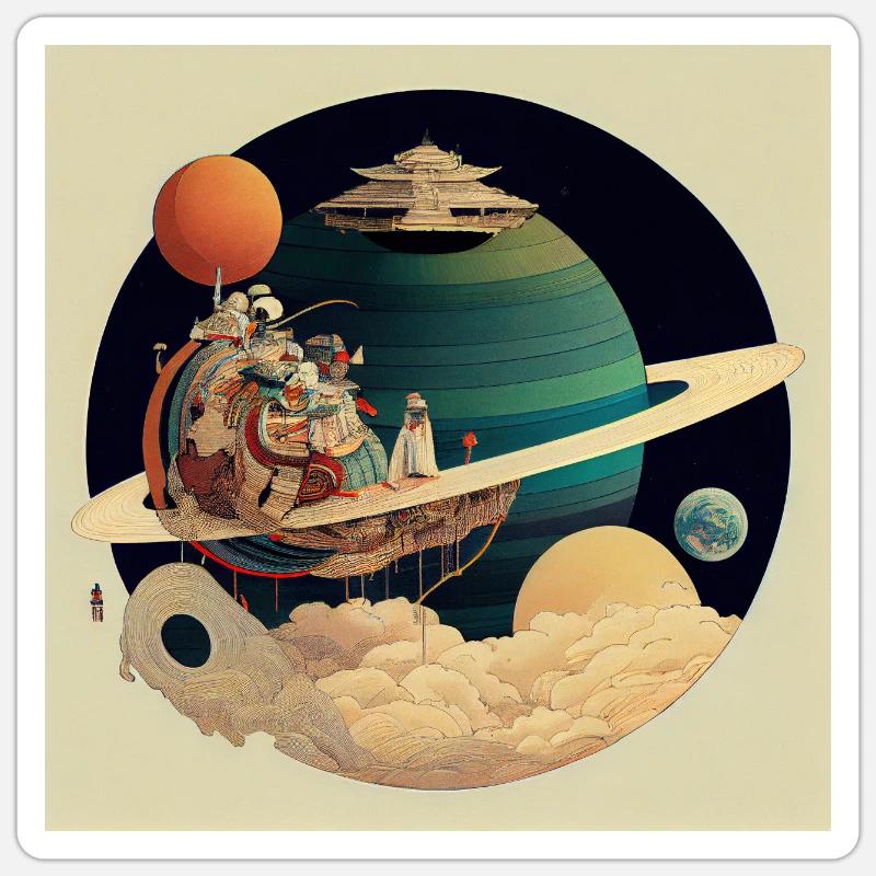 Colonisation de Saturne Sticker taille S (10 x 10 cm)