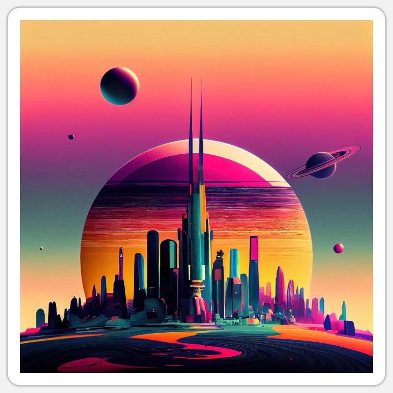 Colonisation de Saturne Sticker taille S (10 x 10 cm)