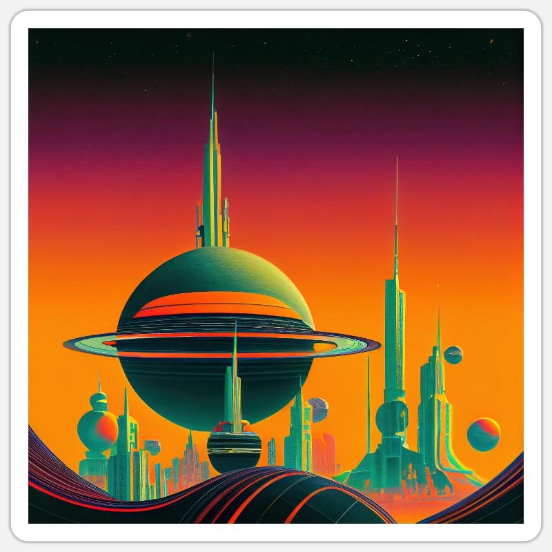 Colonisation de Saturne - Sticker taille S (10 x 10 cm) - blanc mat
