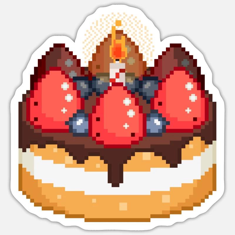 8Bits Kuchen - Sticker Größe S (10 x 10 cm) - Mattweiß