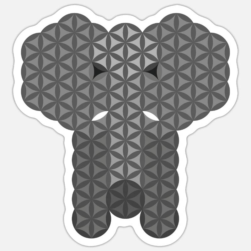 Éléphant sacré - Éléphant de vie. - Sticker taille S (10 x 10 cm) - blanc mat