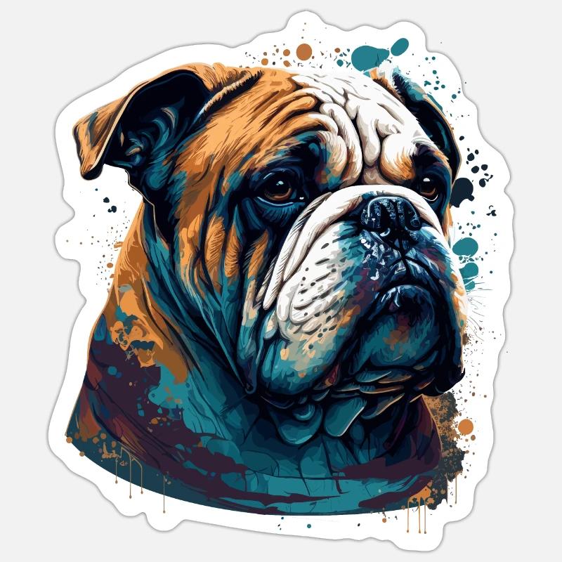 Bouledogue malheureux - Sticker taille S (10 x 10 cm) - blanc mat