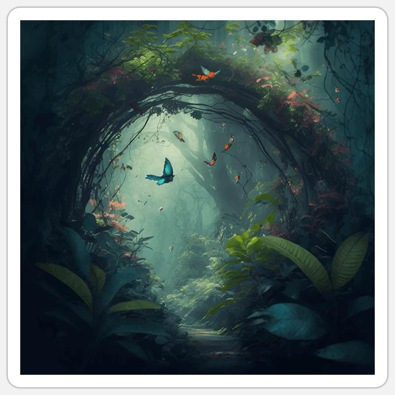 Path through an enchanted forest version 2 Sticker size S (10 x 10 cm)