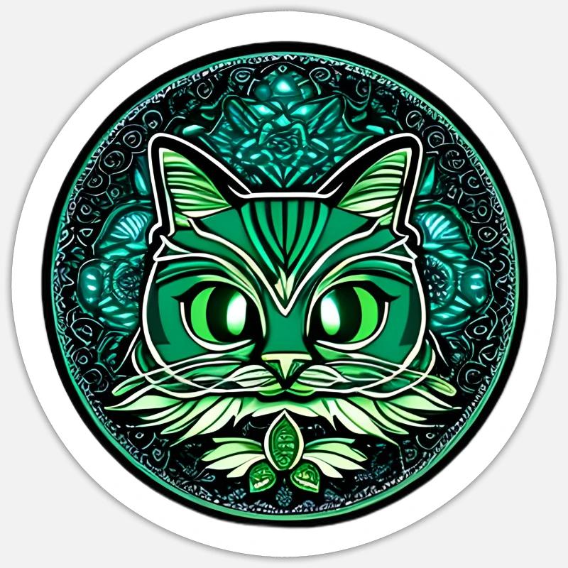 chat mandala couleur - Sticker taille S (10 x 10 cm) - blanc mat