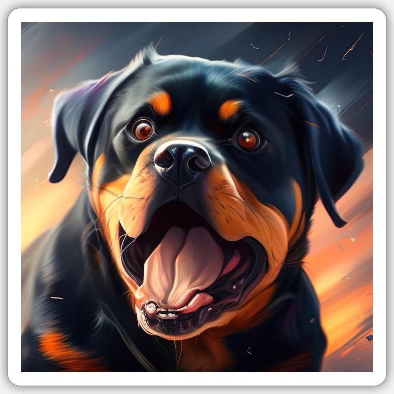 Happy Rottweiler - Sticker Größe S (10 x 10 cm) - Mattweiß