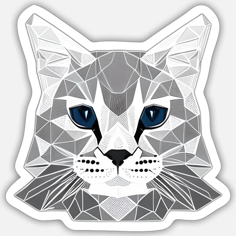 Polyline Katze - Sticker Größe S (10 x 10 cm) - Mattweiß