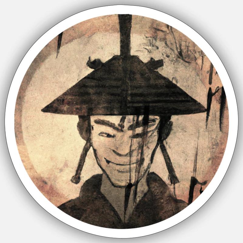 Samurai-Stil - Sticker Größe S (10 x 10 cm) - Mattweiß