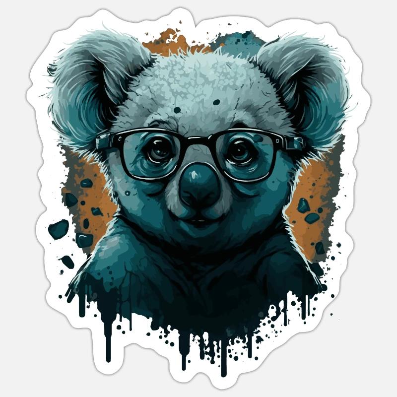 Koala Nerd - Sticker Größe S (10 x 10 cm) - Mattweiß