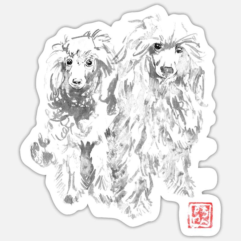2 Hunde - Sticker Größe S (10 x 10 cm) - Mattweiß