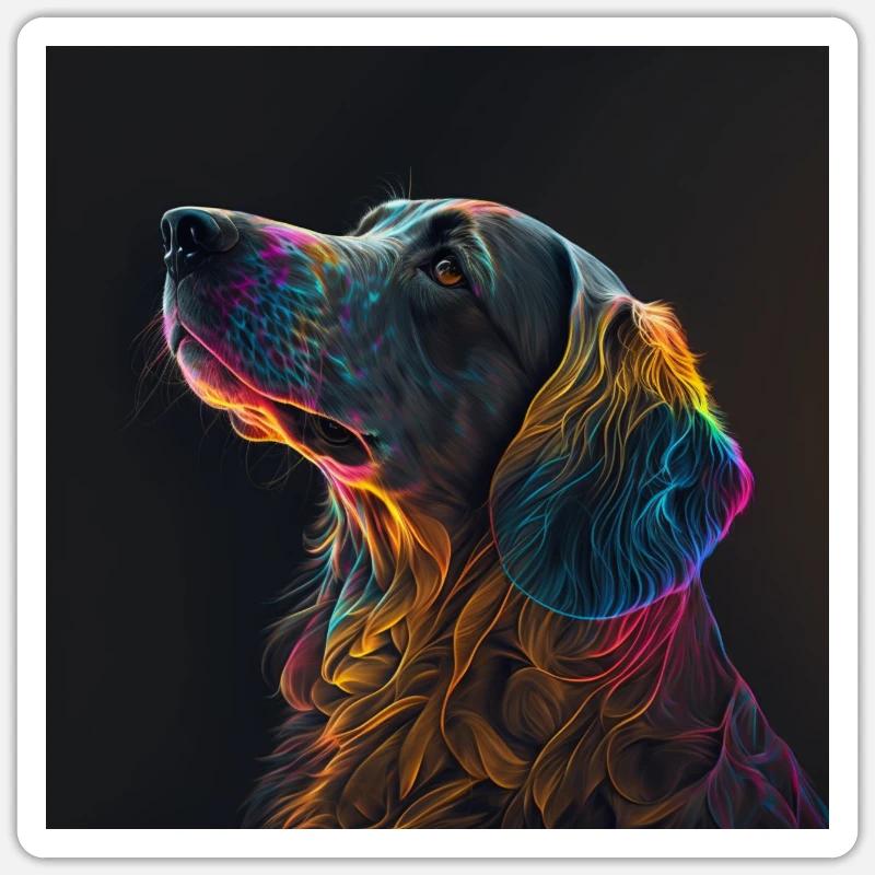 Chien multicolore Sticker taille S (10 x 10 cm)
