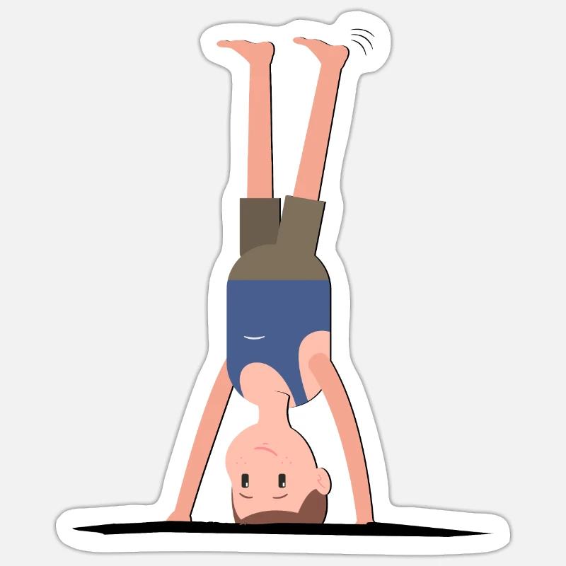 Man boy does headstand - Sticker size S (10 x 10 cm) - white matte