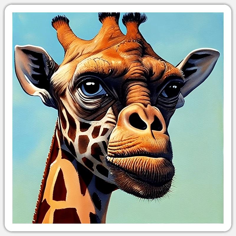 Giraffe mit Affengesicht Sticker Größe S (10 x 10 cm)