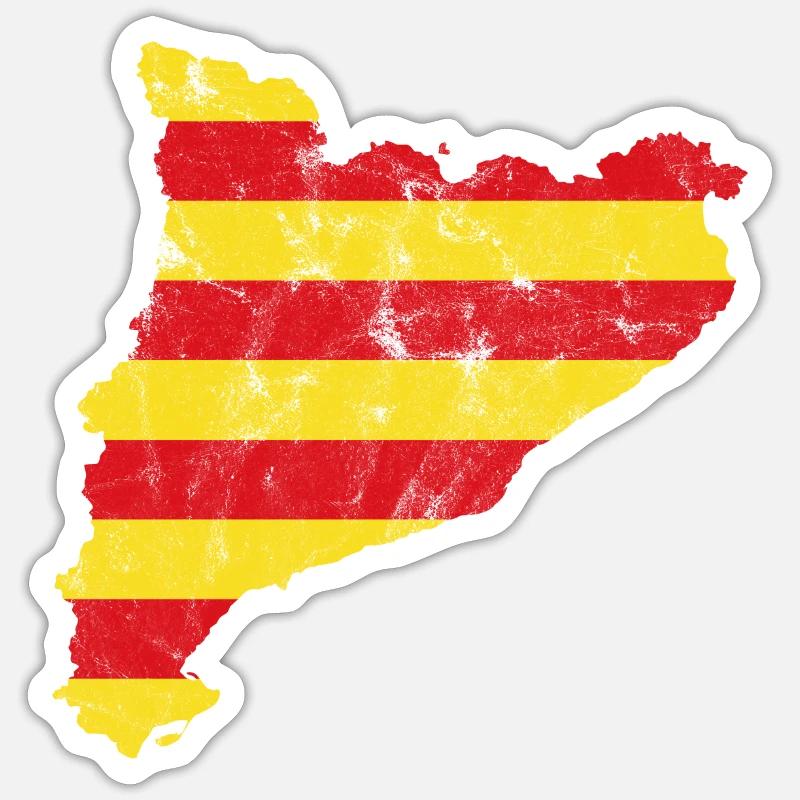 Drapeau de Catalogne Rétro - Sticker taille S (10 x 10 cm) - blanc mat