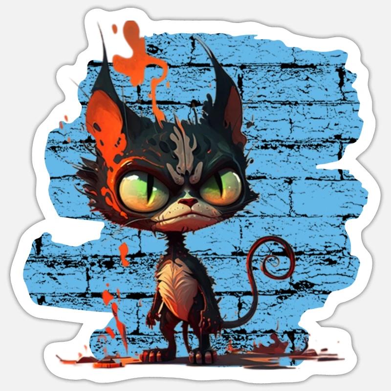 Drôle de chat - Sticker taille S (10 x 10 cm) - blanc mat