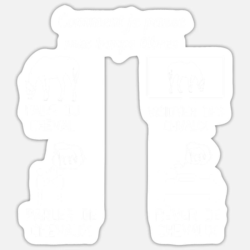 Cheval temps libre cadeau cheval - Sticker taille S (10 x 10 cm) - blanc mat