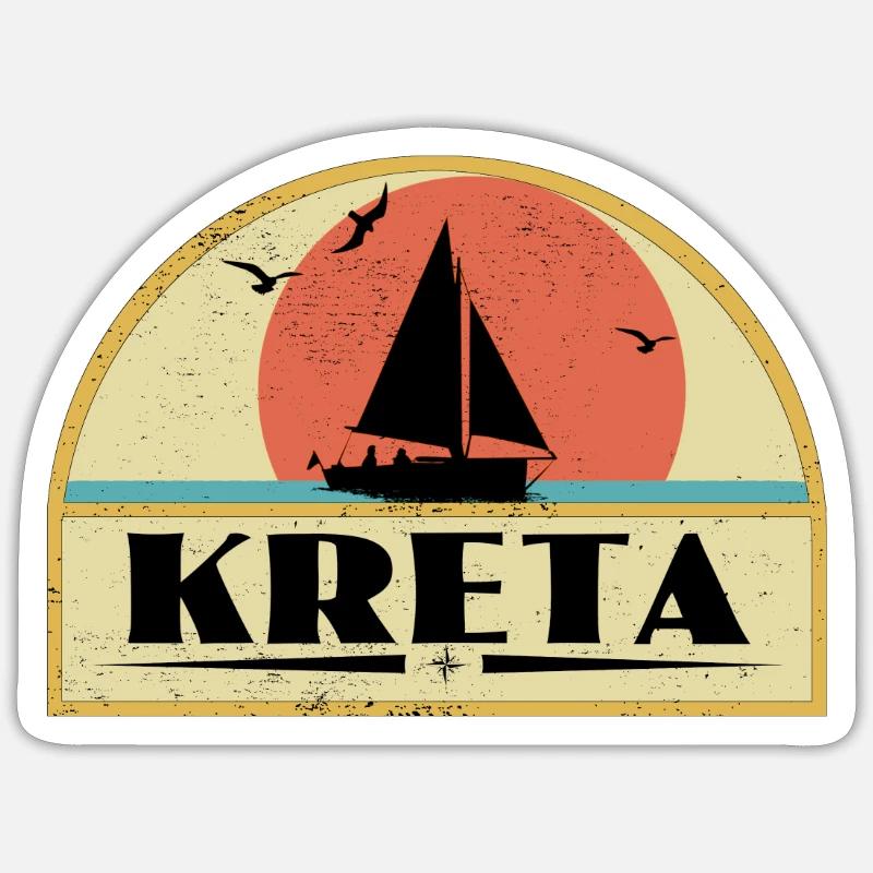 Kreta - Sticker Größe S (10 x 10 cm) - Mattweiß