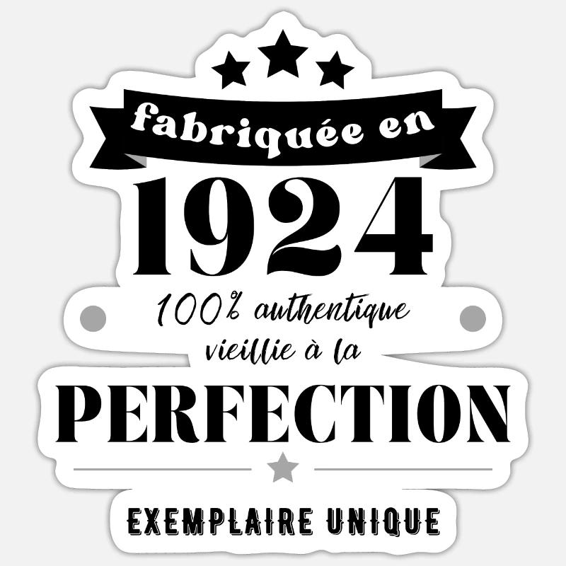 fabriquée en 1924 - Sticker taille S (10 x 10 cm) - blanc mat