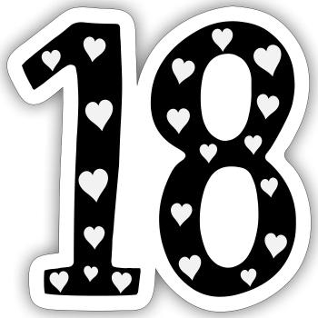18 Birthday Heart - Sticker size S (10 x 10 cm) - white matte - Front