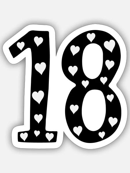 18 Birthday Heart - Sticker size S (10 x 10 cm) - white matte