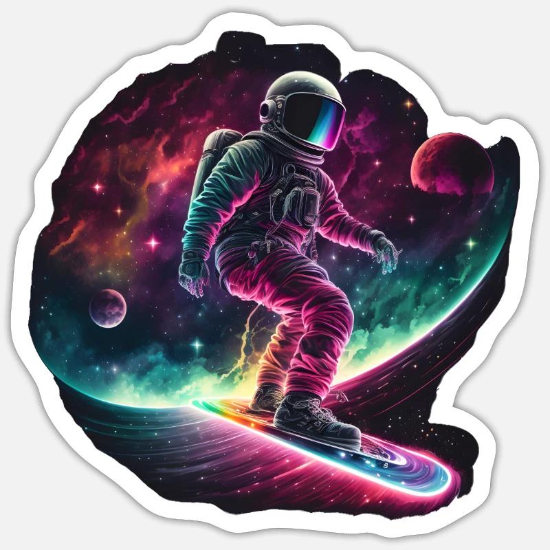 Surfeurs dans l’espace Sticker taille S (10 x 10 cm)