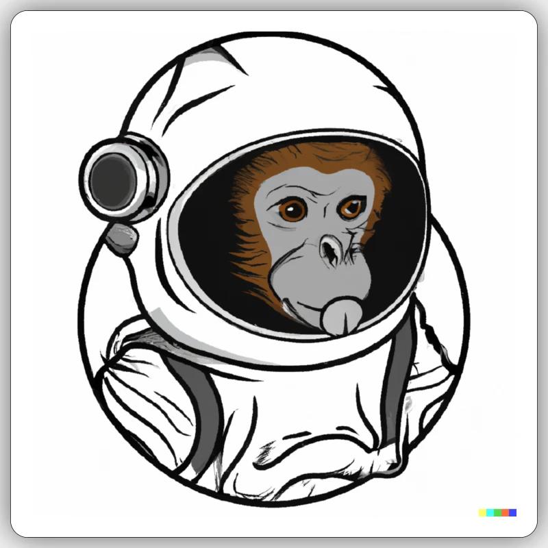 SPACE MONKEY - Sticker taille S (10 x 10 cm) - blanc mat