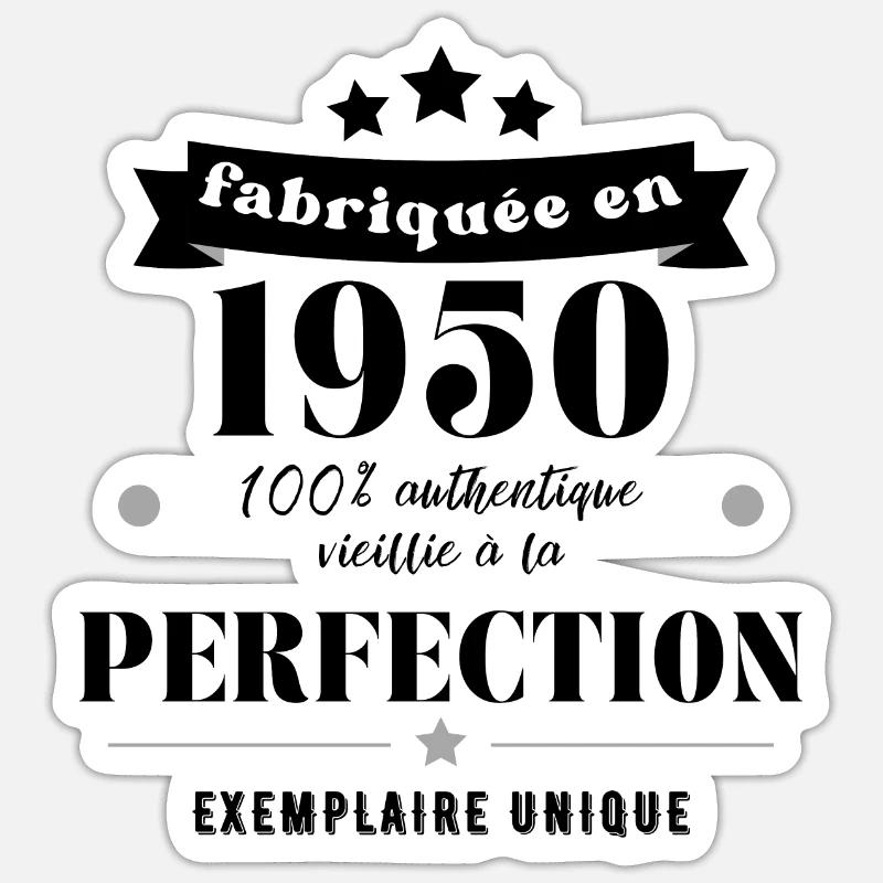 fabriquée en 1950 - Sticker taille S (10 x 10 cm) - blanc mat