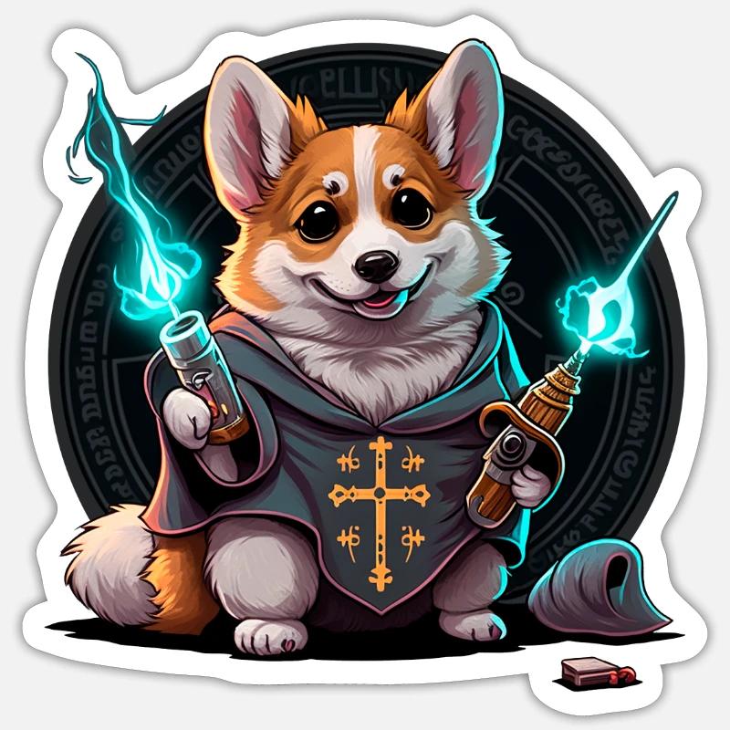 Corgi tech Monk Sticker Größe S (10 x 10 cm)
