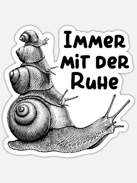 Weinbergschnecken - immer mit der Ruhe - Sticker Größe S (10 x 10 cm) - Mattweiß