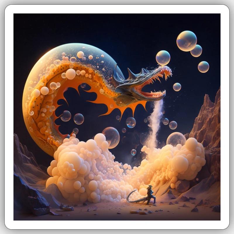 Nice Dragon with Bubbles - Sticker size S (10 x 10 cm) - white matte