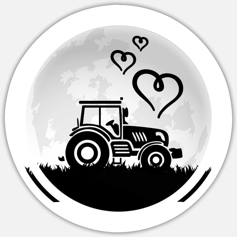 Traktor Traktorfahrer Schlepper "Traktor-Liebe" - Sticker Größe S (10 x 10 cm) - Mattweiß