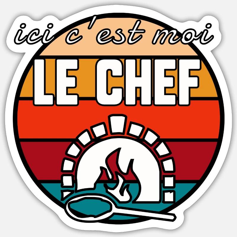 Ici c’est moi le chef - Sticker taille S (10 x 10 cm) - blanc mat