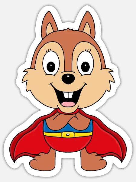 SUPERHELD - EICHHÖRNCHEN - TIER - TIERISCH - Sticker Größe S (10 x 10 cm) - Mattweiß
