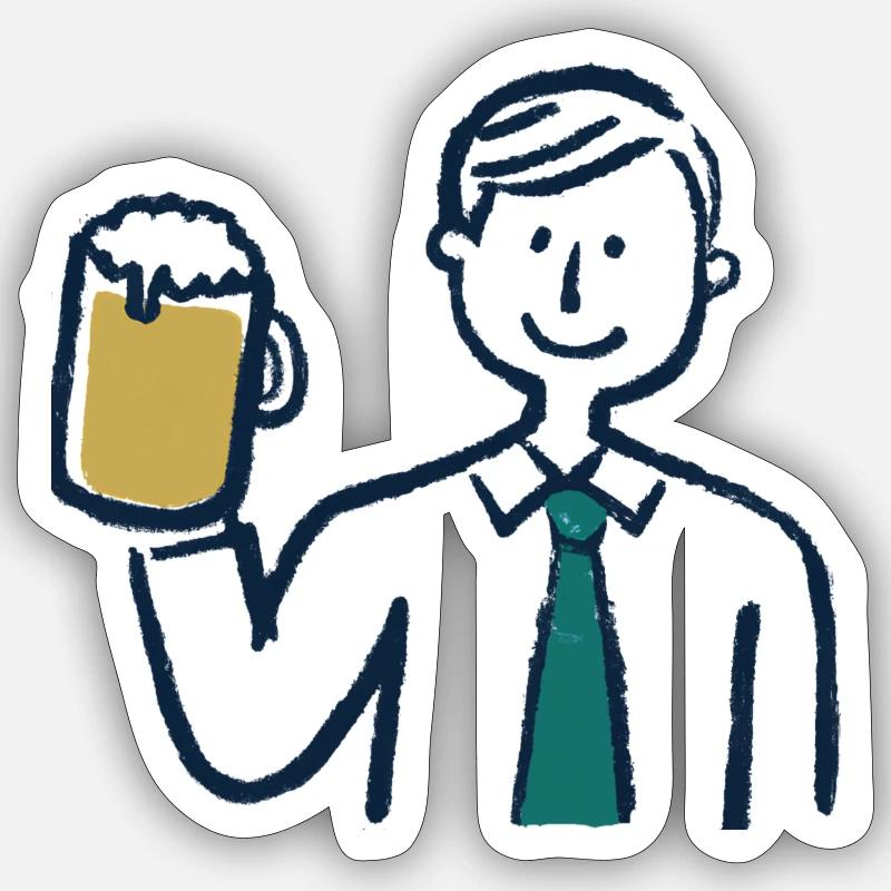 Beer trinking Guy Sticker Größe S (10 x 10 cm)