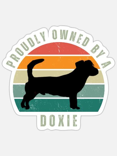Rauhhaar Dackel Owned Retro Sunset - Sticker Größe S (10 x 10 cm) - Mattweiß