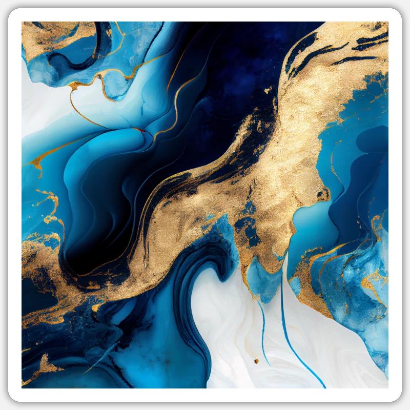 Blauer moderner Marmor - Sticker Größe S (10 x 10 cm) - Mattweiß